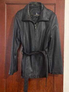 London Fog Leather Jacket with Belt